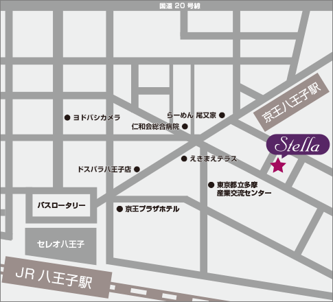 八王子 アロママッサージ店「STELLA」アクセス地図